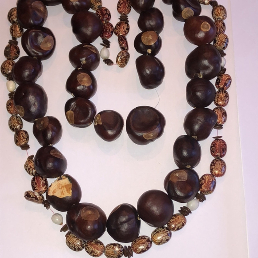 Buckeye Chestnut Castor Beans Boho Chunky Retro Necklaces